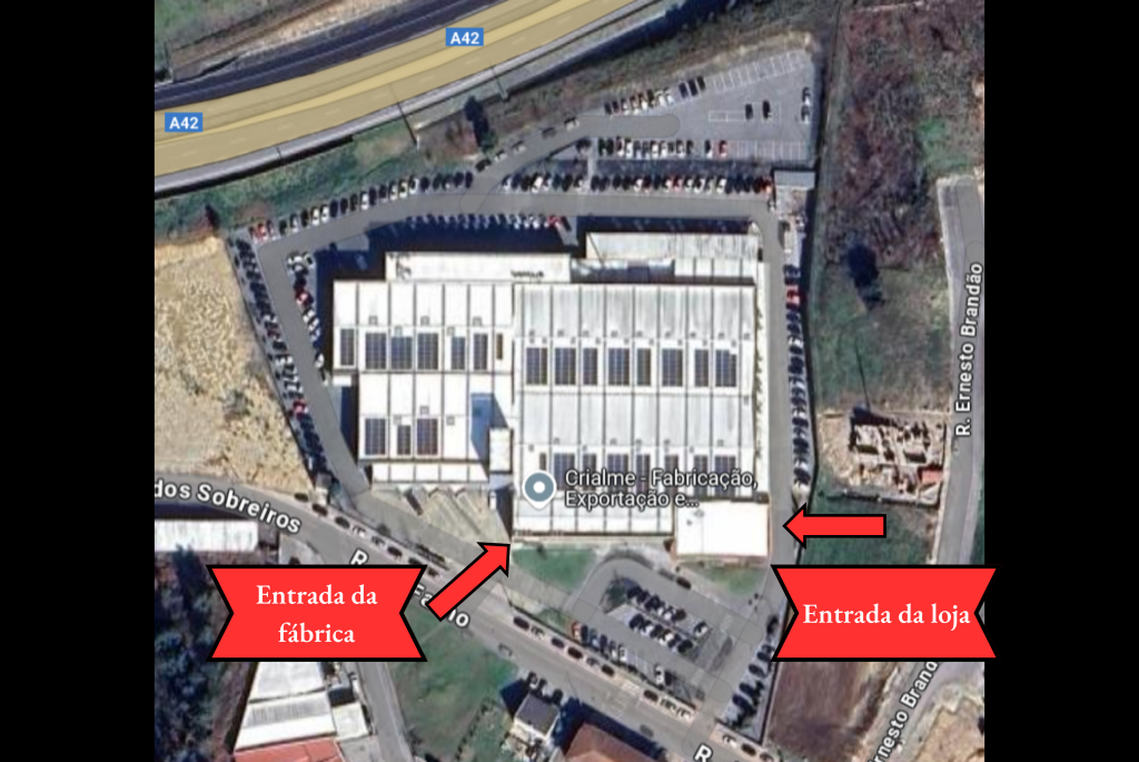 Mapa da fábrica da Crialme.